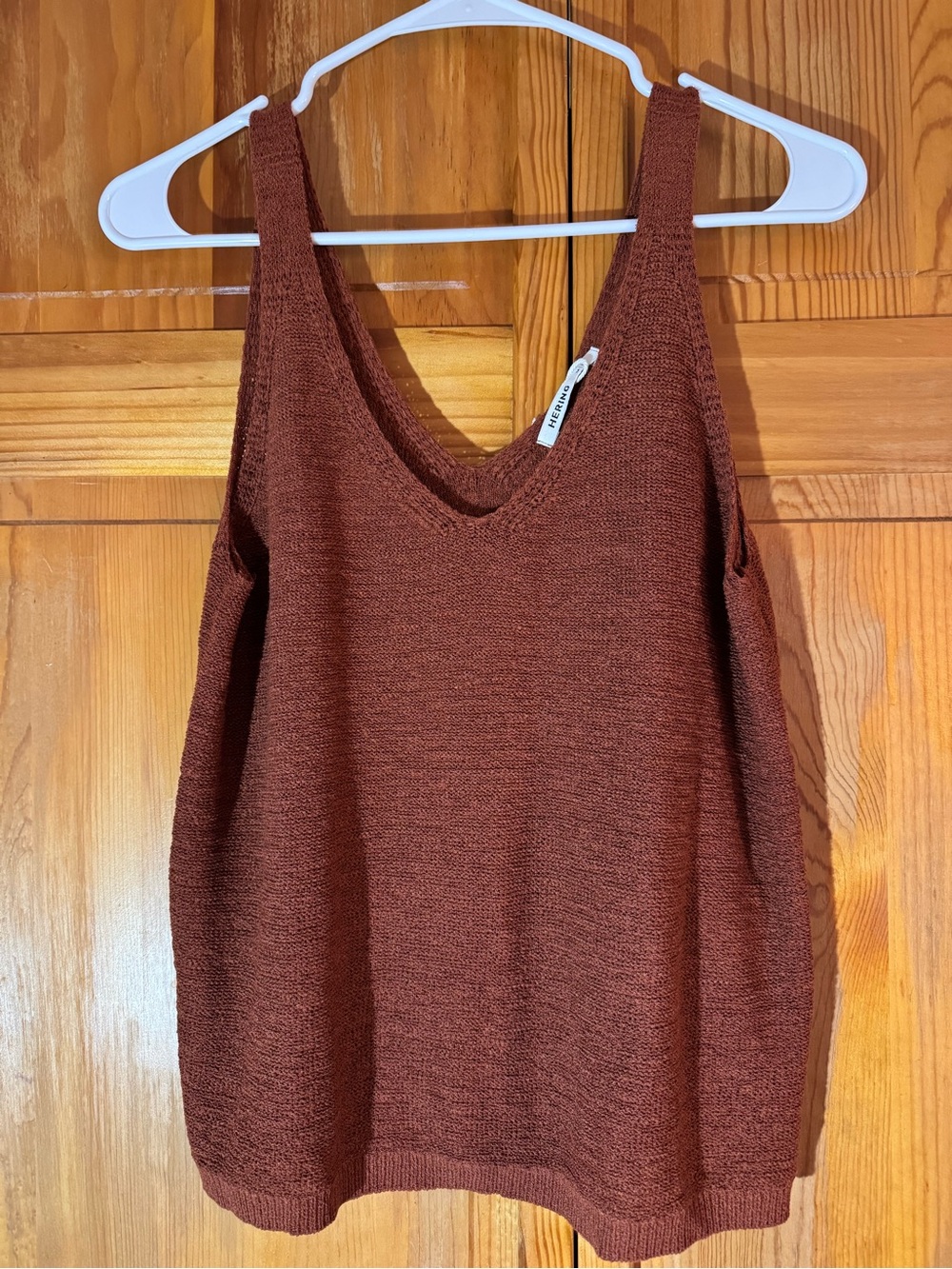 Burnt Copper Knit V-Neck Tank Top